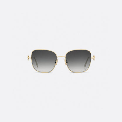 D**R Oversized Square Sunglasses | Gold-Tone Metal Double Bridge Frame, Gradient Blue-Grey Lenses, Black Temple Tips
