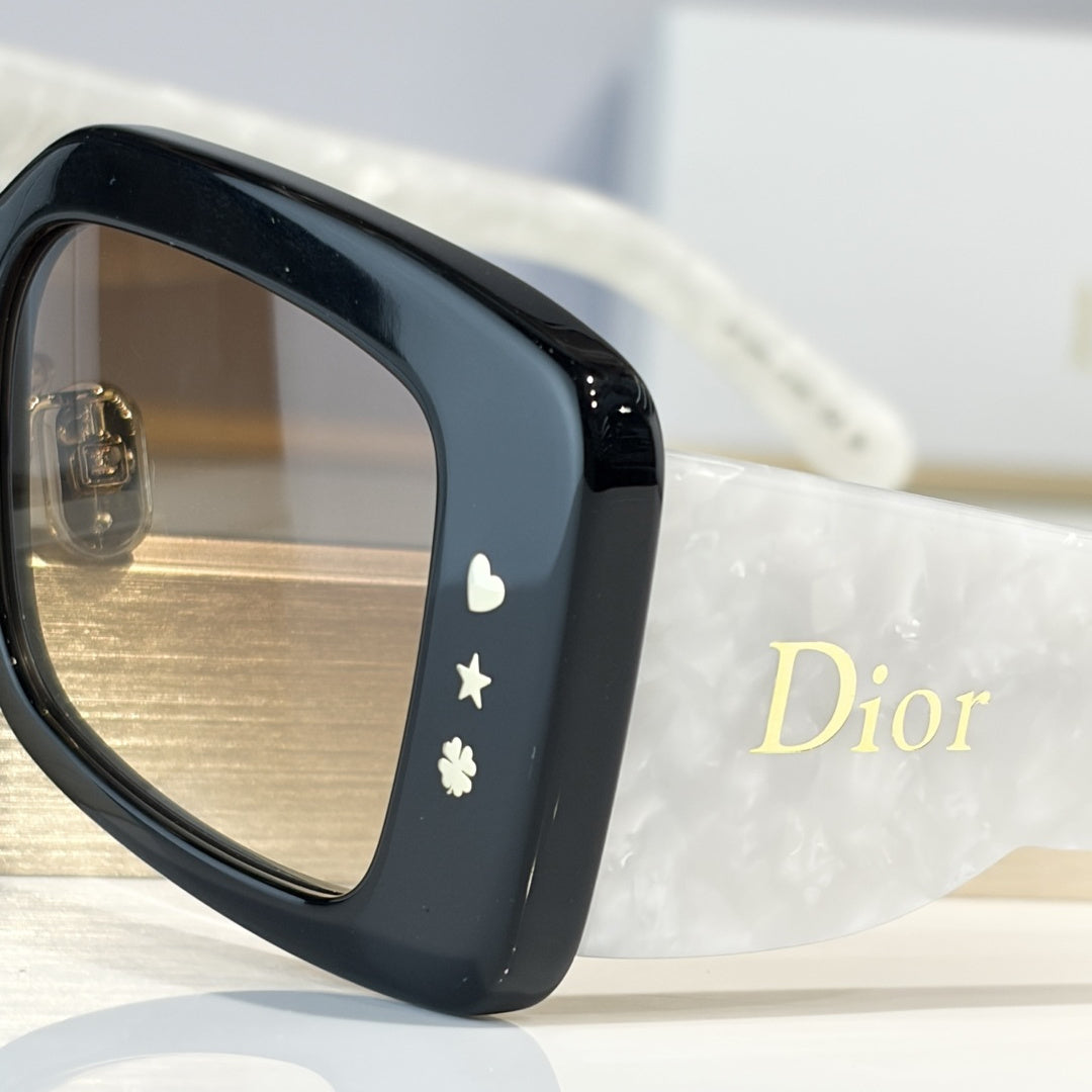 D**R Slim Rectangular Sunglasses | Acetate Frame, Gradient Lenses & Gold Logo Temple | 6 Colorways