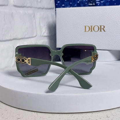 D**R Oversized Square Sunglasses | Mint Green Frame, Gold CD Logo Temple & Blue-Grey Gradient Lenses