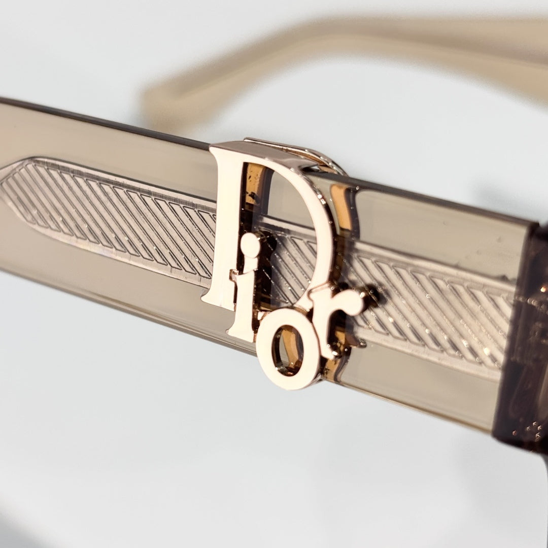 D**R DiorBlackSuit S6U Sunglasses | Transparent Champagne Acetate Square Frame, Brown Lenses, Signature Metal Hinge | Multiple Colors