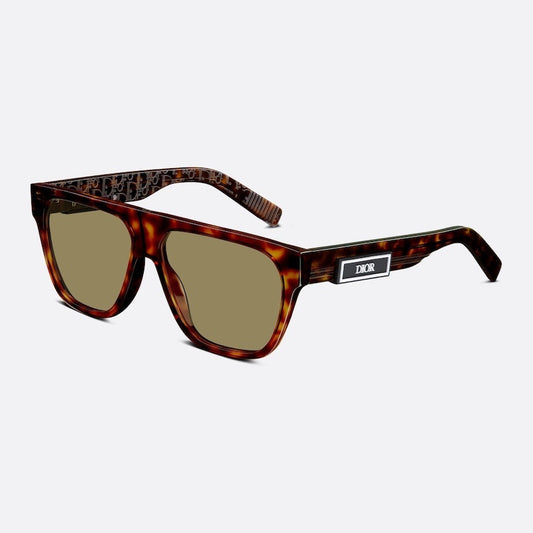 D**R DiorB23 S2I Flat Top Shield Sunglasses | Black Acetate Frame, Dark Grey Shield Lenses, Oblique Embossed Temple | Multiple Colors