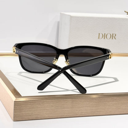 D**R 30Montaigne S9U Square Sunglasses | Black Acetate Frame, Grey Gradient Lenses, Gold CD Badge Hinge | Multiple Colors