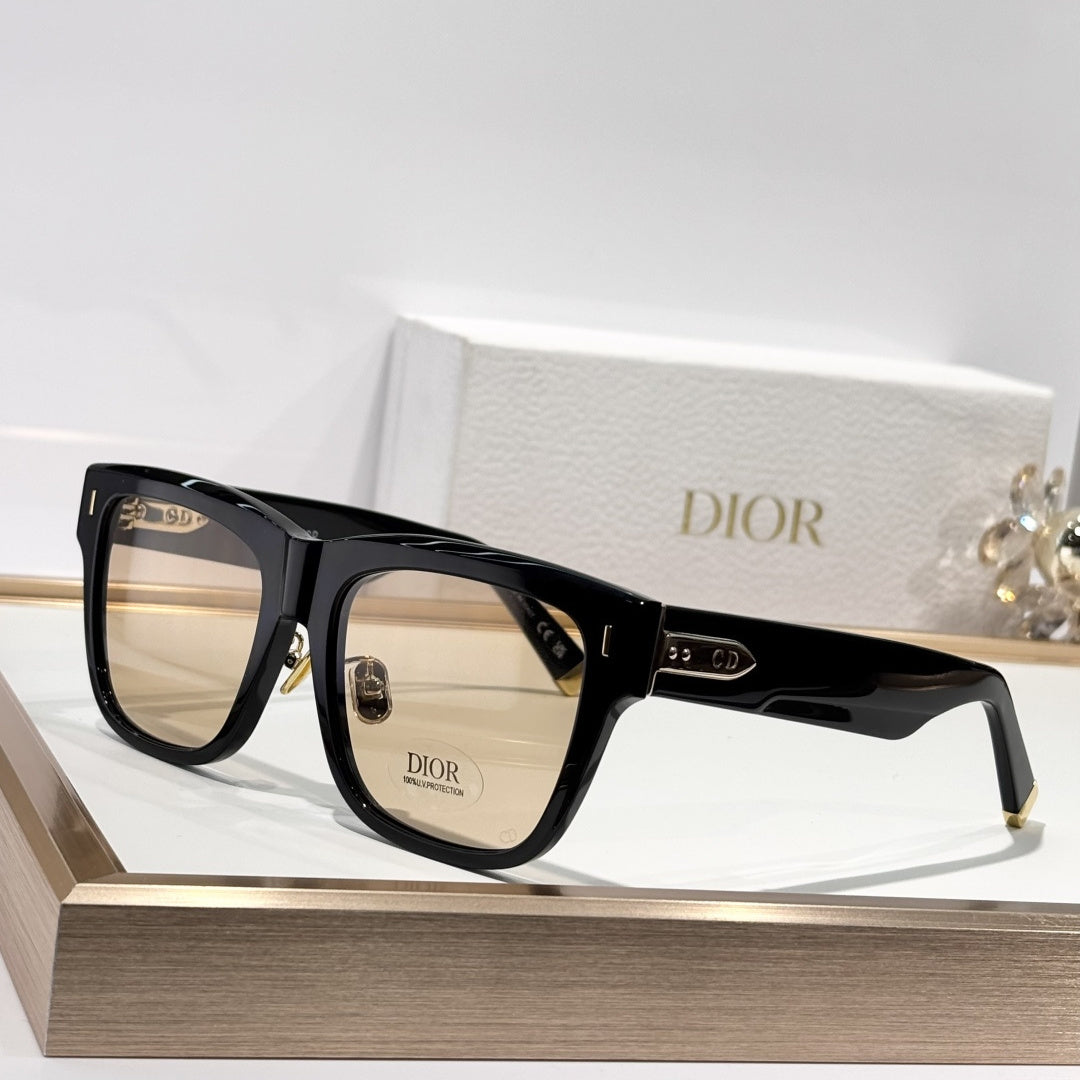 D**R Bold Square Acetate Sunglasses | Thick Frame, CD Metal Inlay, Three-Rivet Temple, Flat & Gradient Lenses | 6 Colors