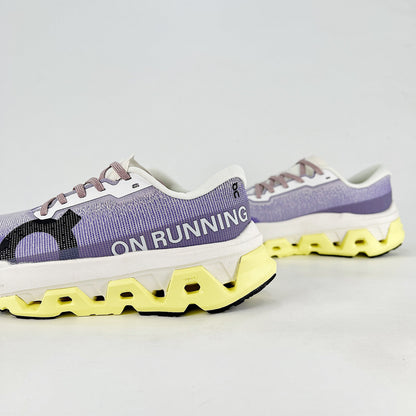 On Cloudmonster 3 – Women's Lightweight Breathable Maximum Cushioning Running Shoes | Lavender & Neon Yellow