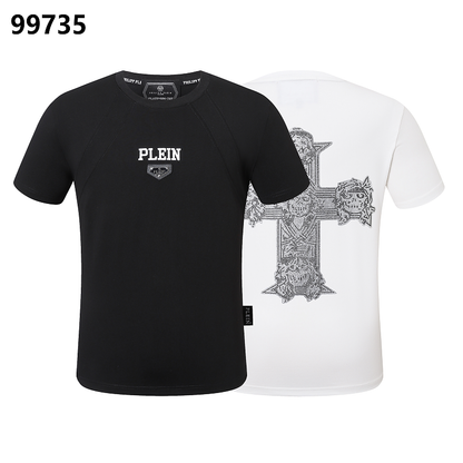 P**P Men's Extended Size Logo Emblem T-Shirt | Black White