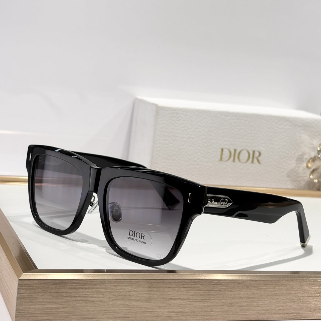 D**R Bold Square Acetate Sunglasses | Thick Frame, CD Metal Inlay, Three-Rivet Temple, Flat & Gradient Lenses | 6 Colors