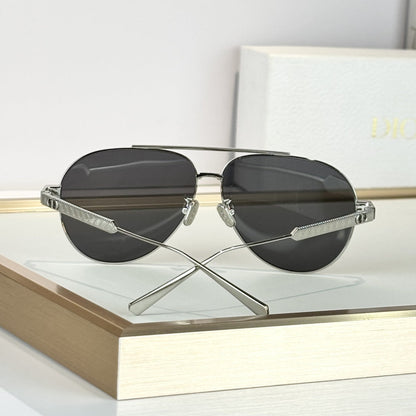 D**R Aviator Sunglasses | Silver Metal Double-Bridge Frame, Dark Grey Lenses | Multiple Colors