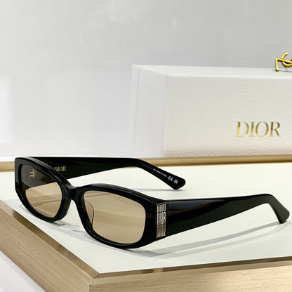D**R Narrow Rectangular Sunglasses | White Acetate Frame, Dark Lenses & Metal Stripe Logo Badge | 4 Colorways