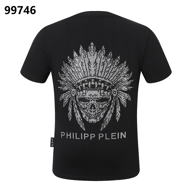 P**P Men's Smart Casual Logo Emblem T-Shirt | Black White