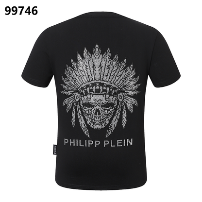 P**P Men's Smart Casual Logo Emblem T-Shirt | Black White