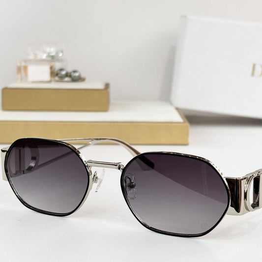 D**R Octagonal Metal Sunglasses | Gold Double-Bridge Frame, 3D CD Letter Temple Block, Gradient Lenses | 6 Colors