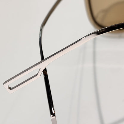 D**R BlackSuit A1U Aviator Sunglasses | Transparent Champagne Acetate Frame, Yellow Lenses, Silver Double Bridge | Multiple Colors
