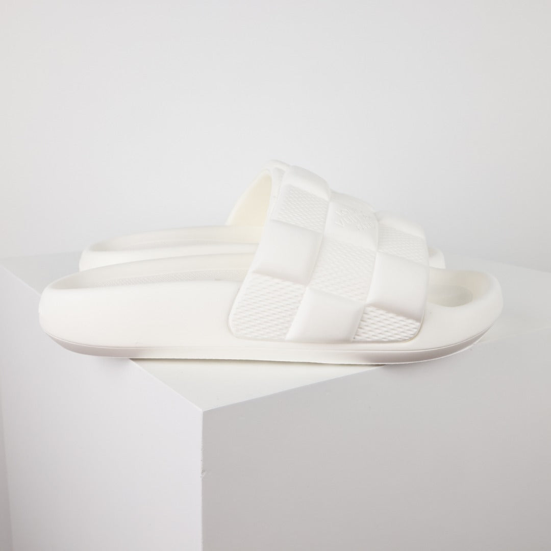 L***V Ivory White Shearling Fluffy Double Strap Slide Sandals — Spring Summer Boutique Limited Edition