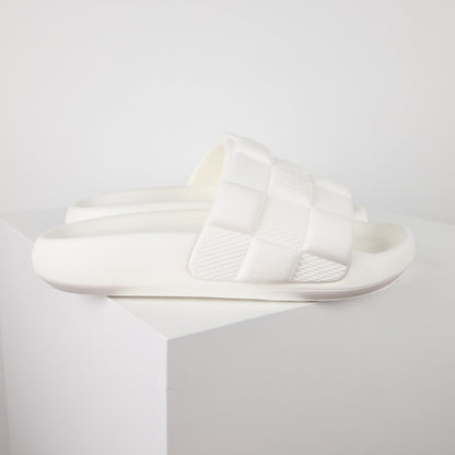 L***V Ivory White Shearling Fluffy Double Strap Slide Sandals — Spring Summer Boutique Limited Edition