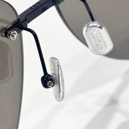 D**R DiorEver A1U Rimless Pilot Sunglasses | Black Metal Frame, Grey Gradient Lenses, Silver Rivet Detail | Multiple Colors