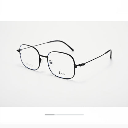 D**R Square Optical Eyeglasses Frame | Slim Metal Frame, Clear Lenses & Floral Silver Hinge | 4 Colorways
