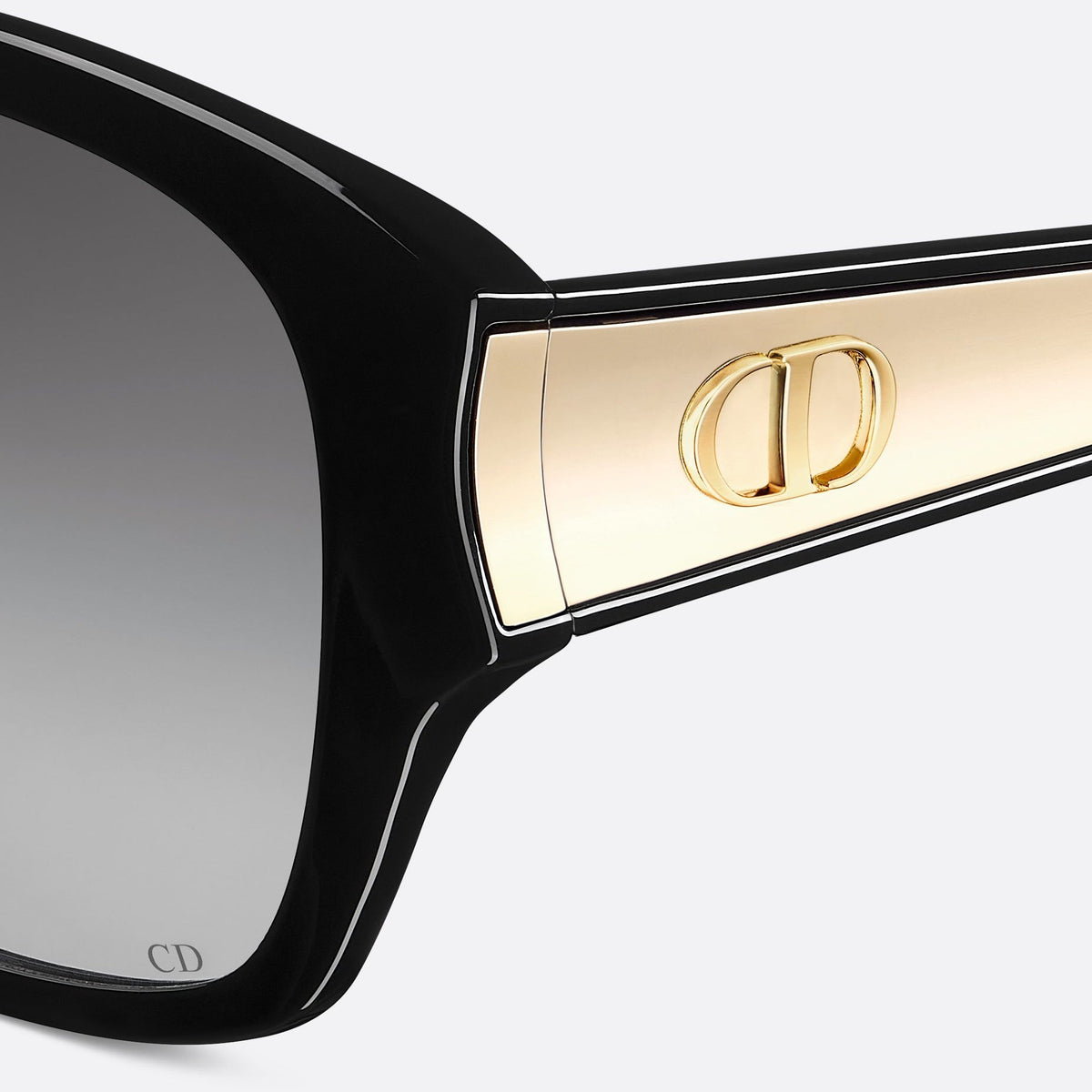 D**R 30Montaigne S3U Oversized Square Sunglasses | Black Acetate Frame, Grey Gradient Lenses, Gold CD Logo Temple | Multiple Colors