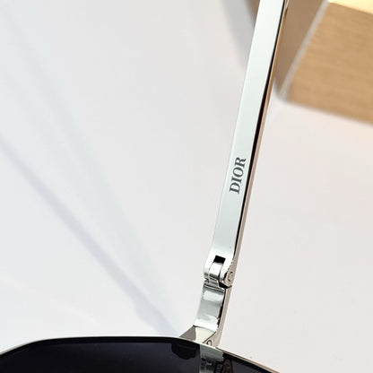 D**R Round Sunglasses | Silver Double-Bridge Metal Frame & Dark Grey Lenses