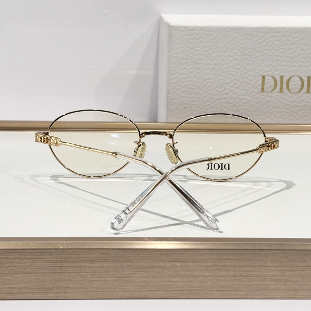 D**R Round Optical Glasses | Gold, Black, Burgundy & Silver Metal Frame, Cannage or CD Temple Block, Blue-Light Lenses | 4 Colors