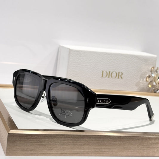 D**R Bold Square Acetate Sunglasses | Oval CD Metal Inlay, Grooved Temple, Gradient & Flat Lenses | 6 Colors incl. Tortoiseshell & Champagne
