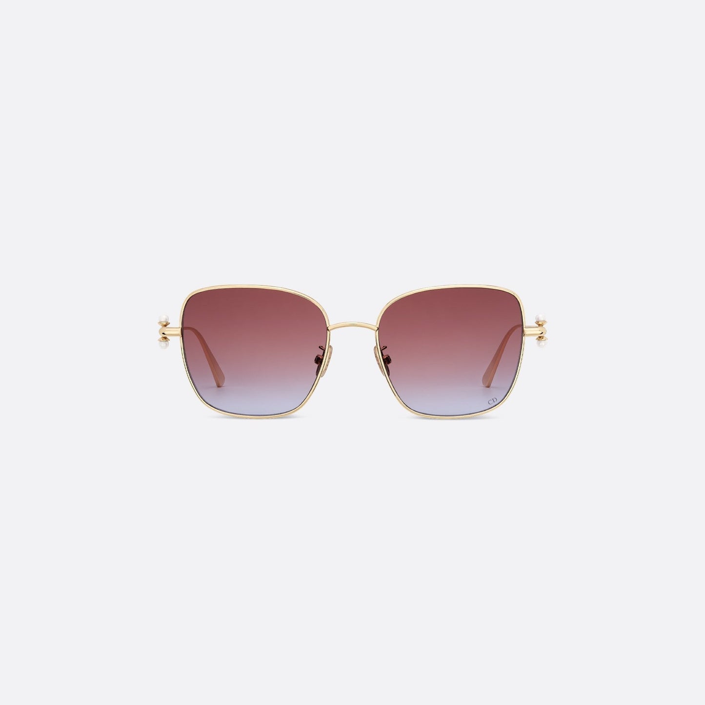 D**R Butterfly Square Sunglasses | Gold Metal Frame, Pearl Hinge Detail, Gradient Rose-Brown Lenses | Multiple Colors