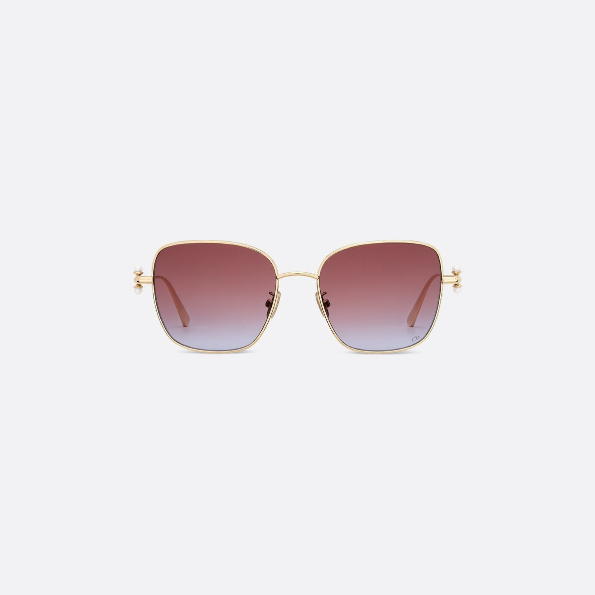 D**R Butterfly Square Sunglasses | Gold Metal Frame, Pearl Hinge Detail, Gradient Rose-Brown Lenses | Multiple Colors