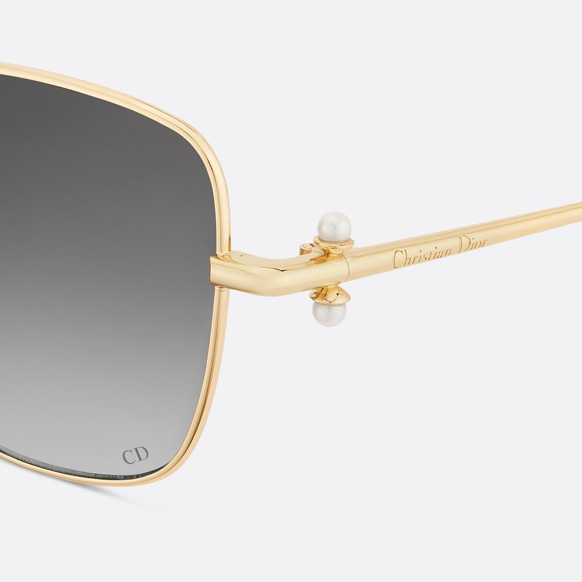 D**R Butterfly Square Sunglasses | Gold Metal Frame, Pearl Hinge Detail, Gradient Rose-Brown Lenses | Multiple Colors