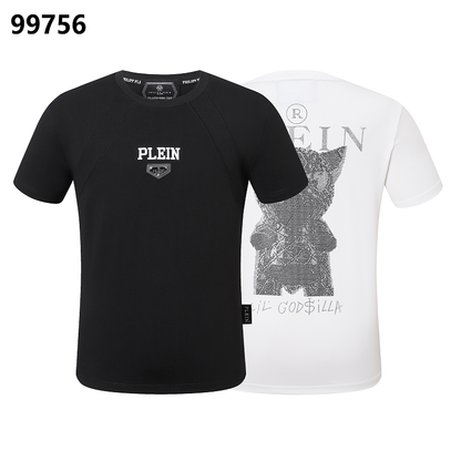 P**P Men's Campus Style Logo Emblem T-Shirt | Black White