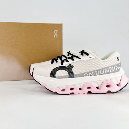 On Cloudmonster 3 – Women's Lightweight Breathable Maximum Cushioning Running Shoes | White, Gray & Pink