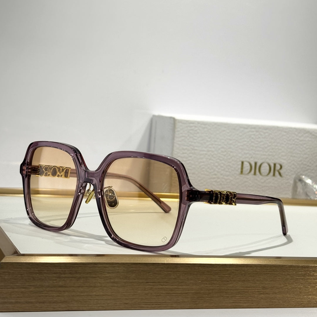 D**R Oversized Square Sunglasses | 3D DIOR Letter Hinge Block in Crystal-Set or Gold, Gradient Lenses | 5 Colors incl. Transparent Mauve & Black
