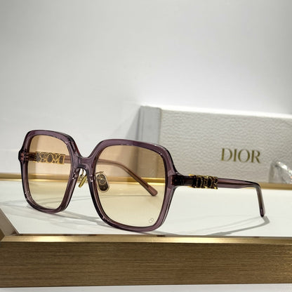 D**R Oversized Square Sunglasses | 3D DIOR Letter Hinge Block in Crystal-Set or Gold, Gradient Lenses | 5 Colors incl. Transparent Mauve & Black