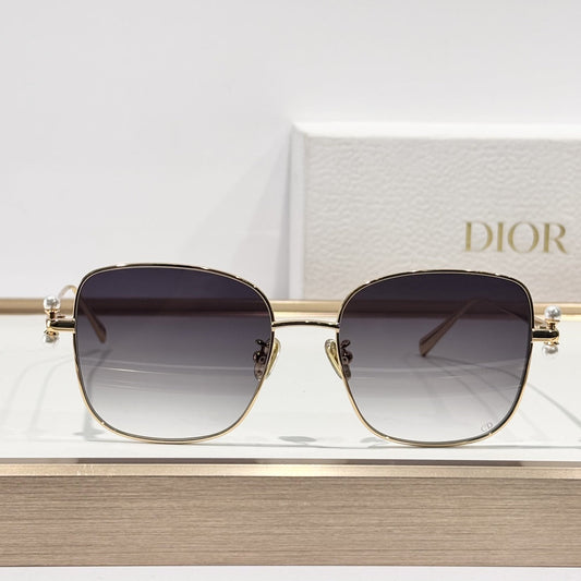 D**R Butterfly Square Sunglasses | Gold Metal Frame, Pearl Hinge Detail, Gradient Rose-Brown Lenses | Multiple Colors