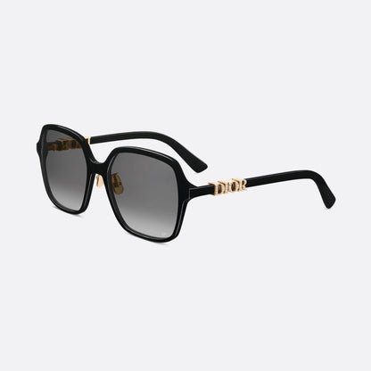 D**R DiorNuit A1U Oversized Square Sunglasses | Transparent Smoke Grey Acetate Frame, Brown Gradient Lenses, Gold DIOR Letter Temple | Multiple Colors