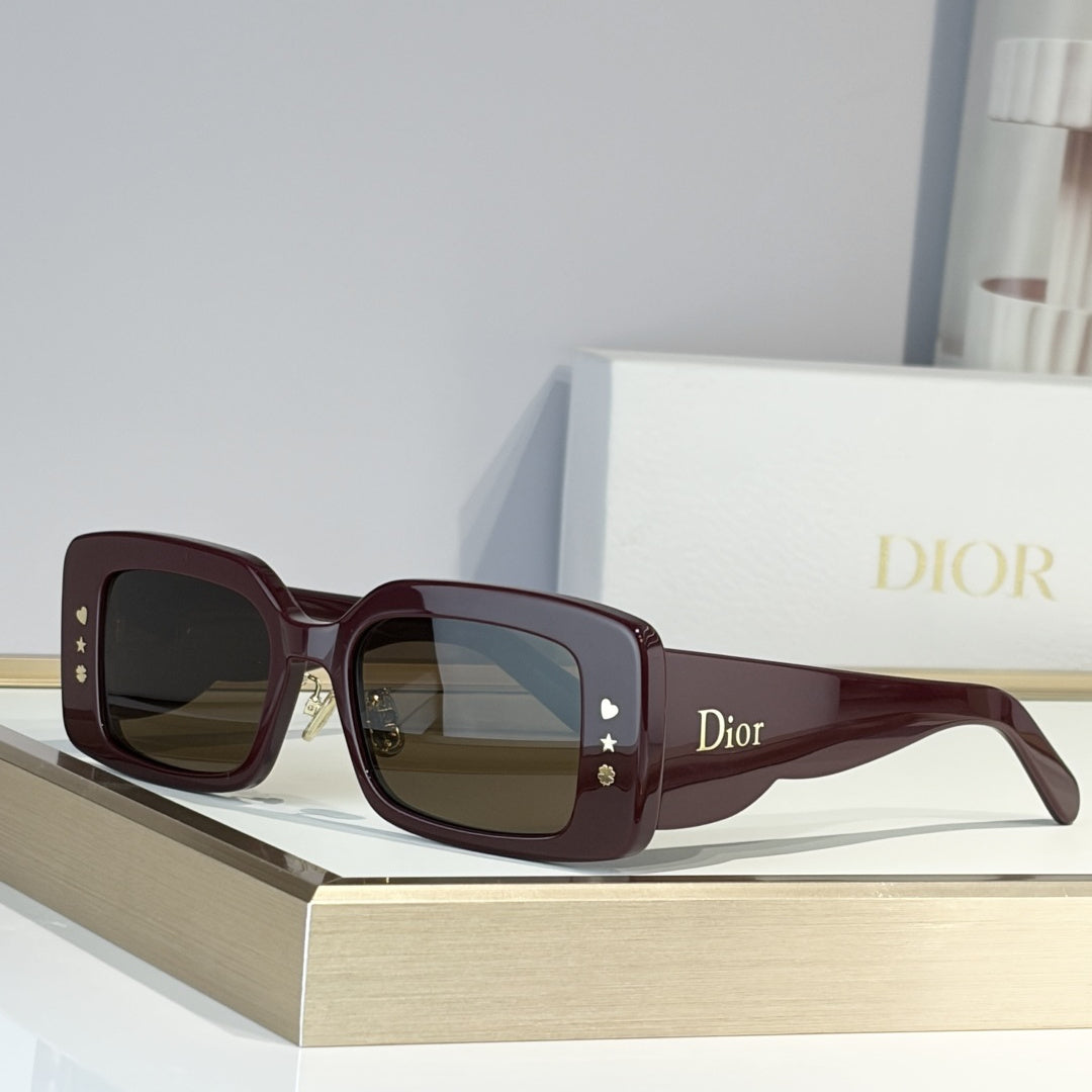 D**R Slim Rectangular Sunglasses | Acetate Frame, Gradient Lenses & Gold Logo Temple | 6 Colorways