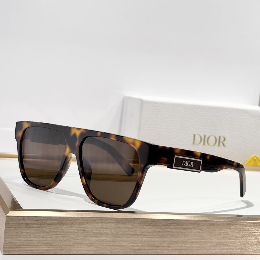 D**R DiorB23 S3I Flat Top Sunglasses | White Acetate Frame, Navy Dior Oblique Print Lenses, DIOR Logo Plaque | Multiple Colors