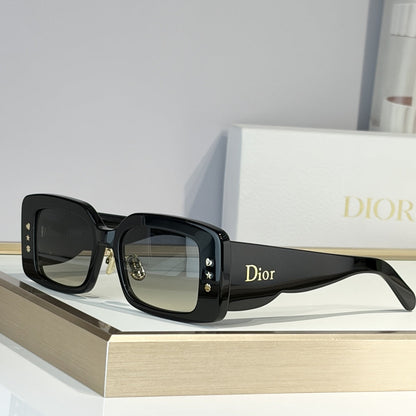 D**R Slim Rectangular Sunglasses | Acetate Frame, Gradient Lenses & Gold Logo Temple | 6 Colorways