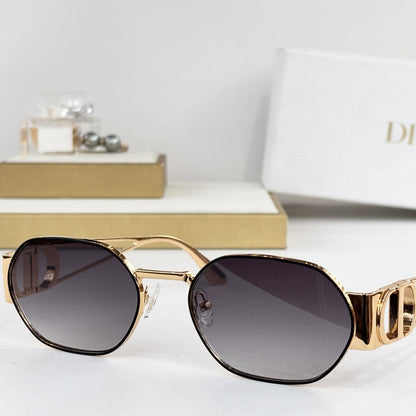 D**R Octagonal Metal Sunglasses | Gold Double-Bridge Frame, 3D CD Letter Temple Block, Gradient Lenses | 6 Colors