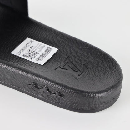 L***V Silver Mirror Metallic Embossed Monogram Waterfront Wide Strap Slide Sandals — Spring Summer Boutique Limited Edition