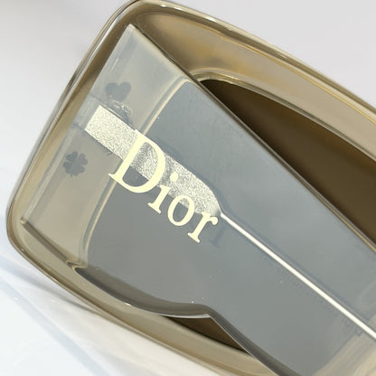 D**R Slim Rectangular Sunglasses | Transparent Khaki Frame, Brown Lenses & Gold Logo Temple