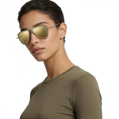 D**R 30Montaigne S6U Rimless Sunglasses | Gold Metal Frame, Brown Gradient Bevelled Lenses, CD Logo Temple | Multiple Colors