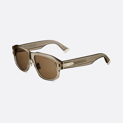 D**R Bold Square Acetate Sunglasses | Oval CD Metal Inlay, Two-Rivet Grooved Temple, White Acetate Tip | Black & Olive Green