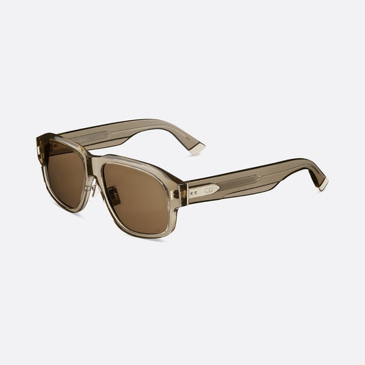 D**R Bold Square Acetate Sunglasses | Oval CD Metal Inlay, Two-Rivet Grooved Temple, White Acetate Tip | Black & Olive Green