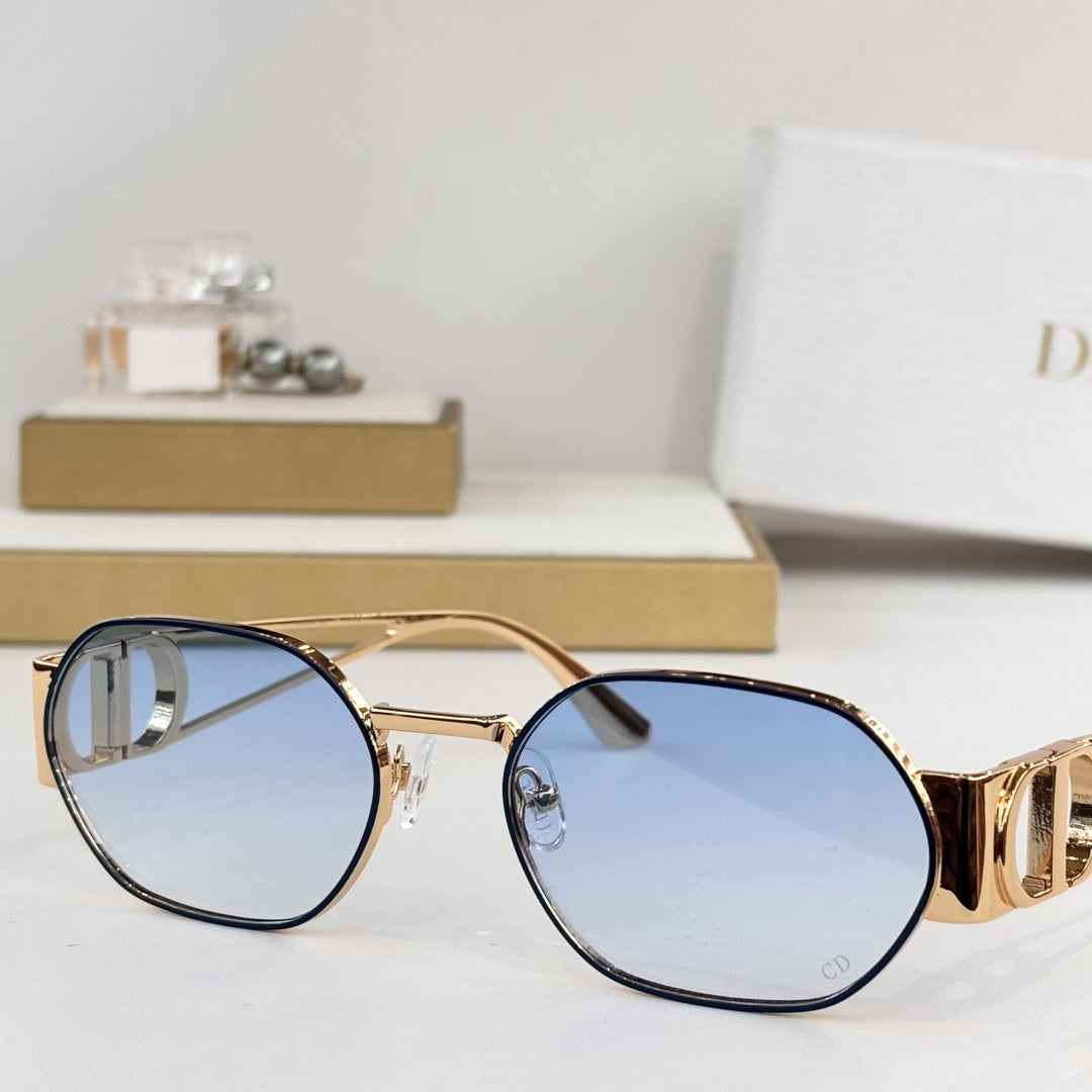 D**R Octagonal Metal Sunglasses | Gold Double-Bridge Frame, 3D CD Letter Temple Block, Gradient Lenses | 6 Colors