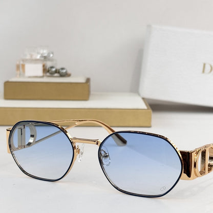 D**R Octagonal Metal Sunglasses | Gold Double-Bridge Frame, 3D CD Letter Temple Block, Gradient Lenses | 6 Colors