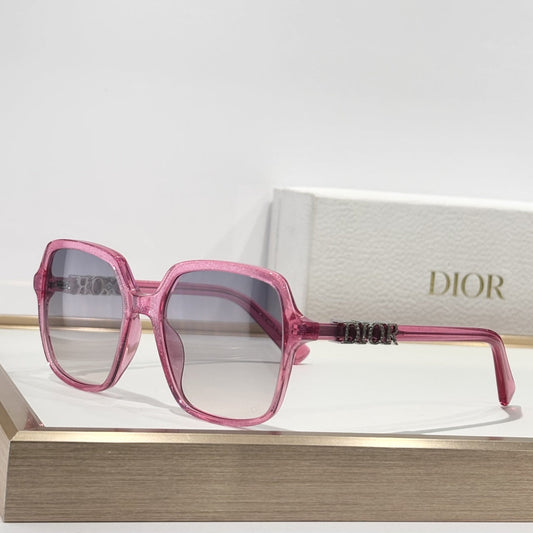 D**R DiorNuit A1U Oversized Square Sunglasses | Black Acetate Frame, Grey Gradient Lenses, Crystal DIOR Letter Temple | Multiple Colors