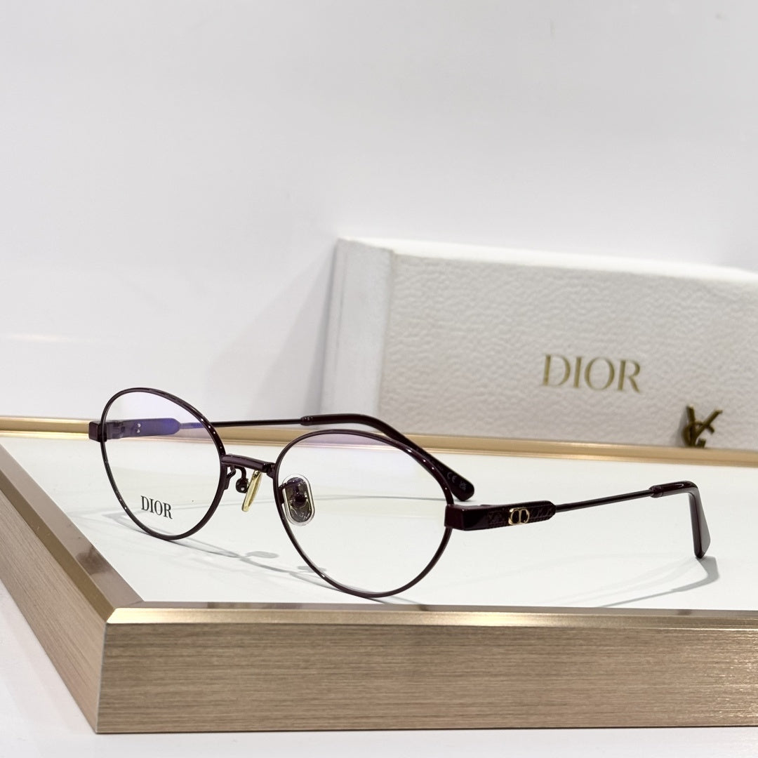 D**R Round Optical Glasses | Gold, Black, Burgundy & Silver Metal Frame, Cannage or CD Temple Block, Blue-Light Lenses | 4 Colors