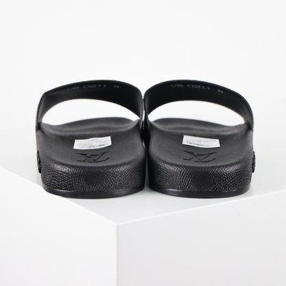 L***V Brown Cream Split Colorblock Monogram Waterfront Wide Strap Slide Sandals — Spring Summer Boutique Limited Edition