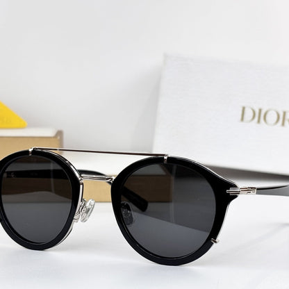 D**R DiorSignature R1U Round Sunglasses | Tortoise Acetate Frame, Brown Lenses, Gold Double Bridge | Multiple Colors