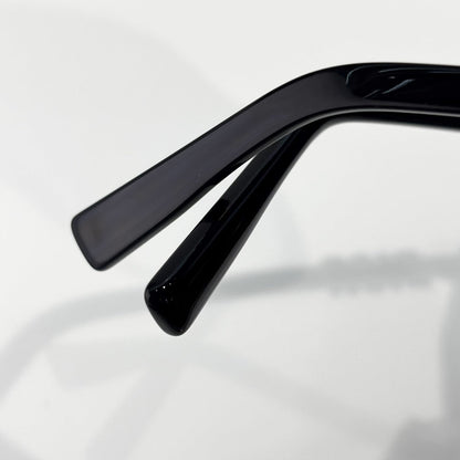 D**R Oversized Square Sunglasses | Gloss Black Acetate, Gold Crystal-Set DIOR Letter Temple, Gradient Grey Lenses, CD Monogram Print