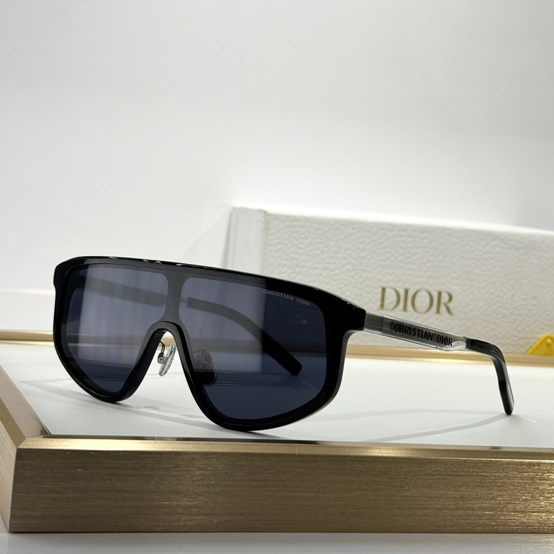 D**R Oversized Shield Visor Sunglasses | One-Piece Lens, Full Acetate Frame, Christian Dior Temple Lettering | 6 Colors incl. Crystal & Black